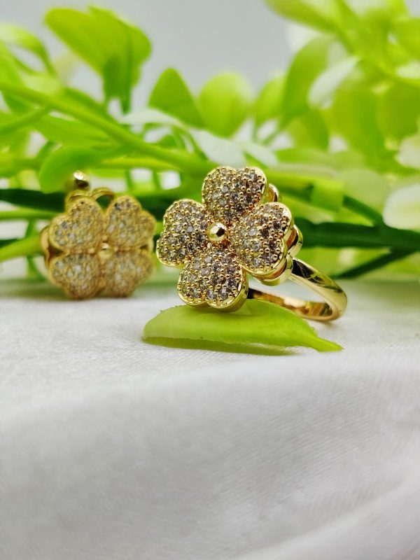 Imported Blossoming Elegance Moveable Ring – Gold & Silver Color Options 🌟 | Luxurious Design Ring | Adjustable Ring | Ring For Girls & Women