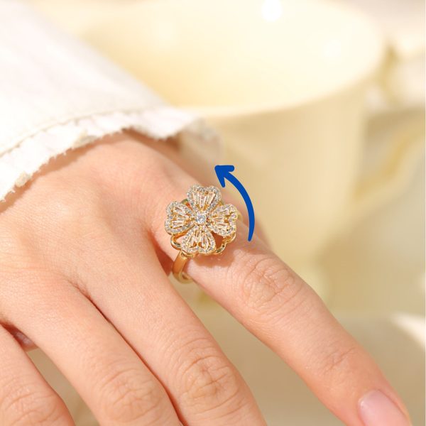Imported Dazzling Movable Floral Blossom Adjustable Rings – 2 Color  Variants 🌟 | Luxurious Design Ring | Adjustable Ring | Ring For Girls & Women
