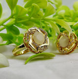 Elegant Dual-tone Floral Gemstone Rings – Timeless Design 🌟 | Luxurious Design Ring | Adjustable Ring | Ring For Girls & Women