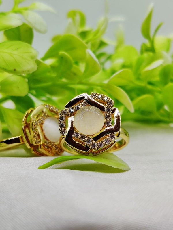 Elegant Dual-tone Floral Gemstone Rings – Timeless Design 🌟 | Luxurious Design Ring | Adjustable Ring | Ring For Girls & Women