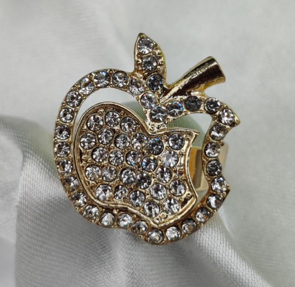 Imported Glittering Crystal Apple Ring – Elegance Redefined ✨ | Luxurious Design Ring | Adjustable Ring | Ring For Girls & Women