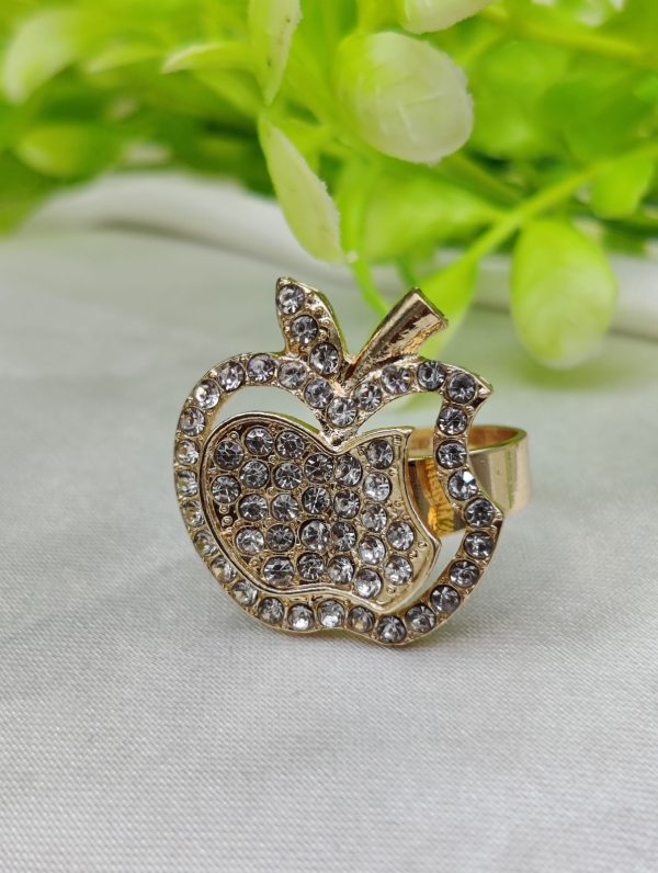 Imported Glittering Crystal Apple Ring – Elegance Redefined ✨ | Luxurious Design Ring | Adjustable Ring | Ring For Girls & Women