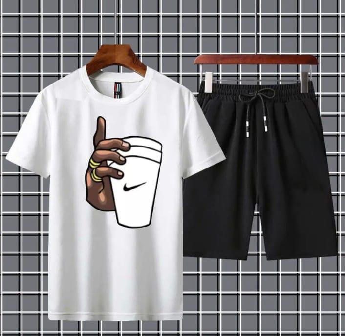 Men's Jersey Printed T-Shirt & Shorts Tracksuit