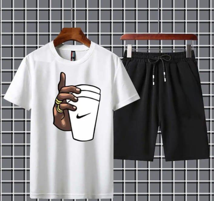 Men's Jersey Printed T-Shirt & Shorts Tracksuit