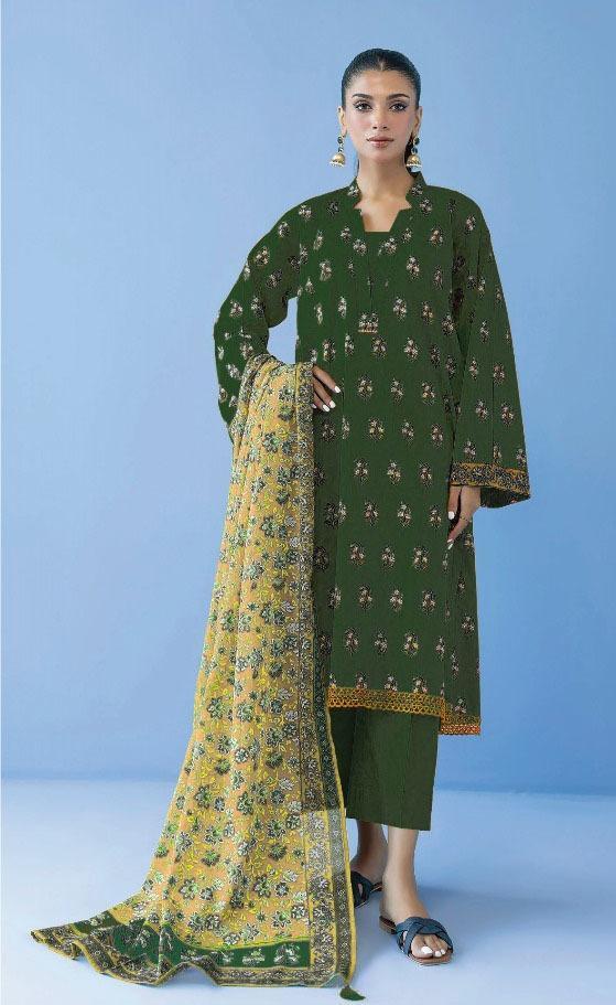 3 Pcs Women's Unstitched Printed Suit