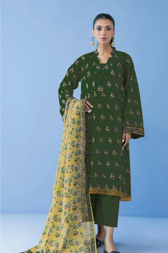3 Pcs Women's Unstitched Printed Suit