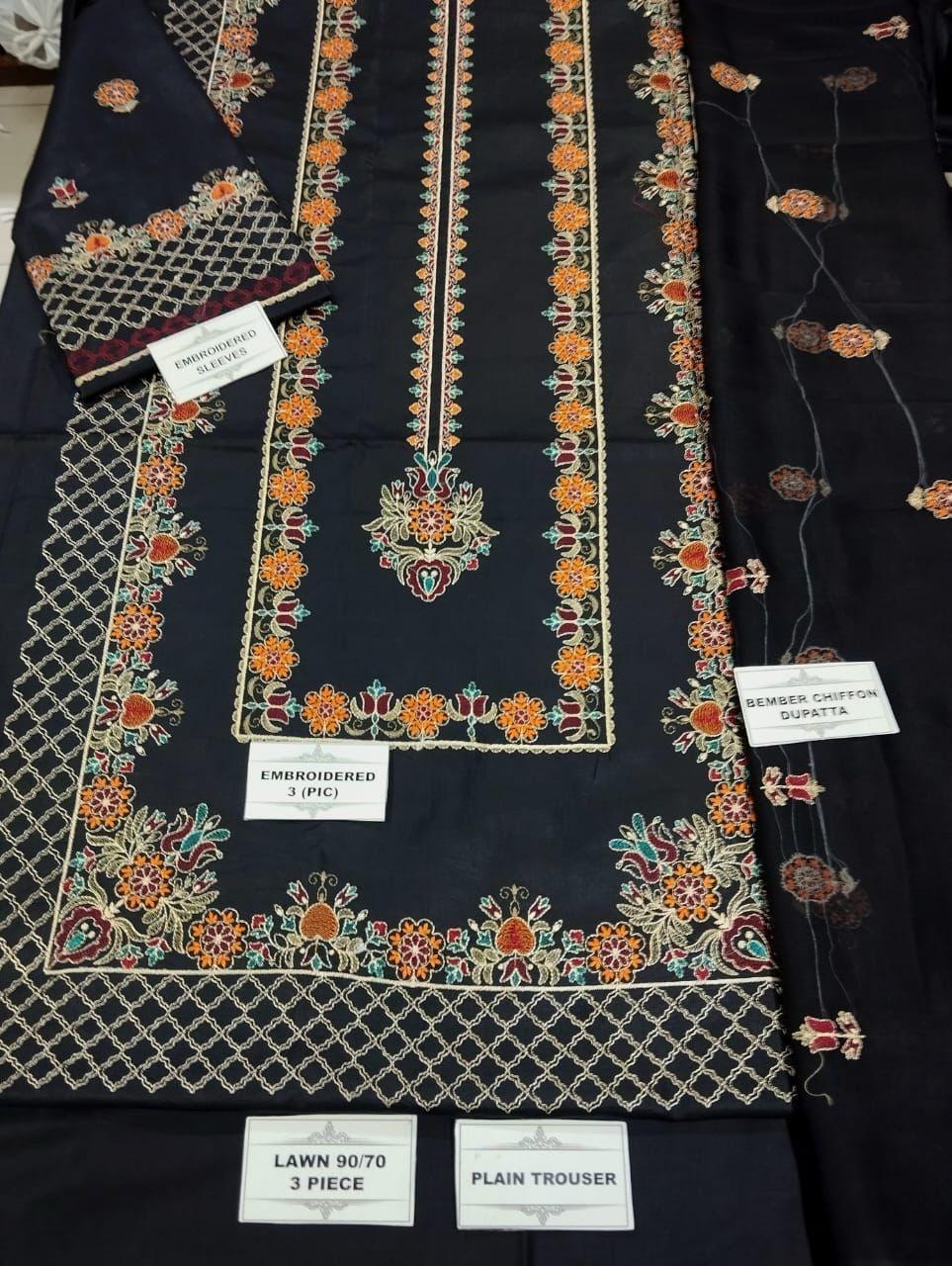 3 Pcs Women's Unstitched Printed Suit