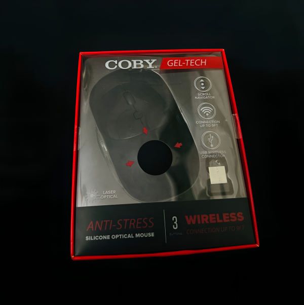 Computer / Laptop Mouse Coby Gel-tech Anti-stress Silicon Optical Wireless Mouse – (3-button | Laser Optical | Wireless Range Up To 9ft)