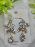 Imported Stunning Crystal Floral Earrings With Teardrop Accent – Nickel Free | Best Quality Artificial Earrings For Girls & Women