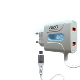 Vizo V14 Fast Charger 2.8a With Copper Connector | Android Mobile Phone Charging Adapter With Usb Data Cable